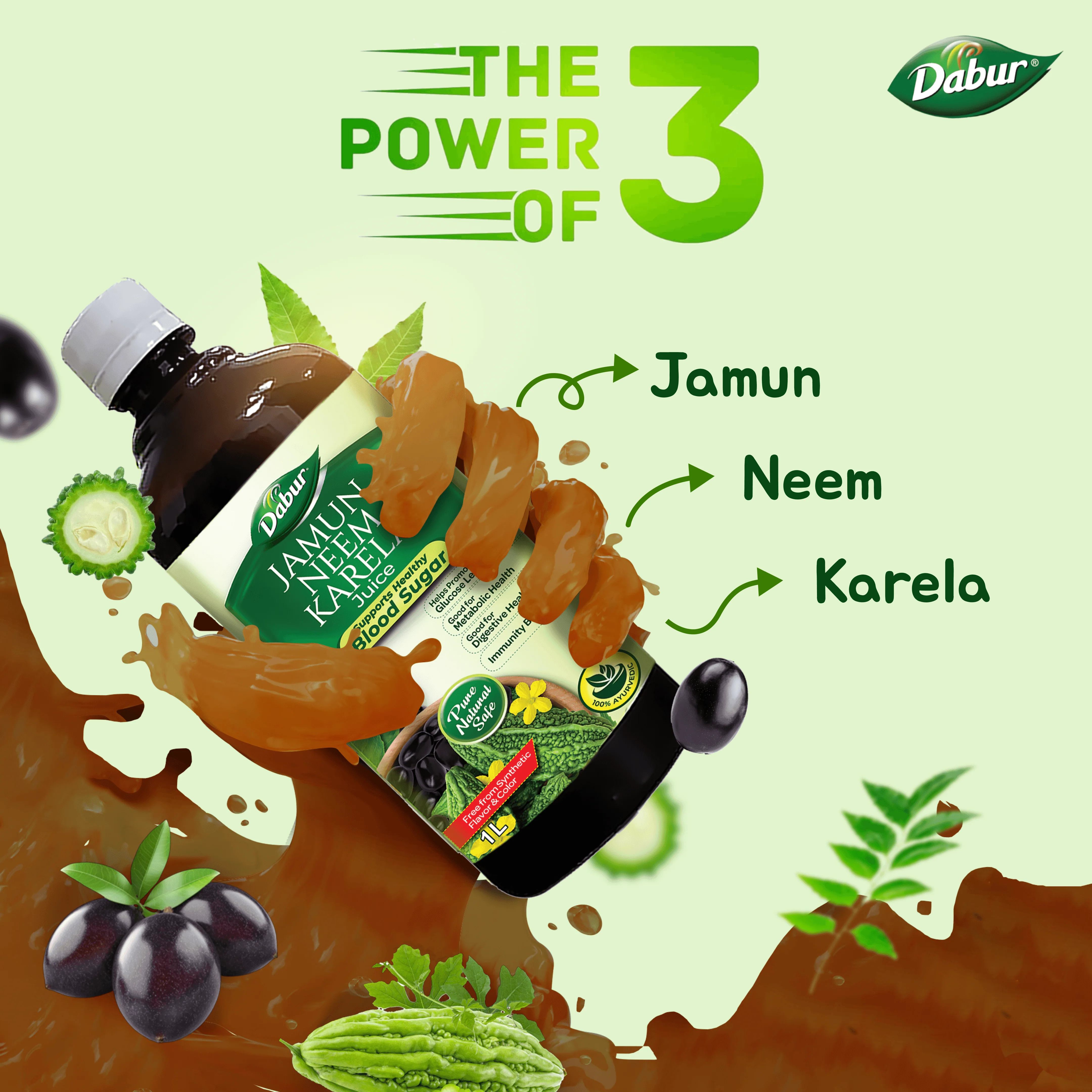 Dabur Jamun Neem Karela Juice | Control Blood Sugar Levels and Bad Cholesterol | Metabolic & Digestive | Diabetic Care - Image 2