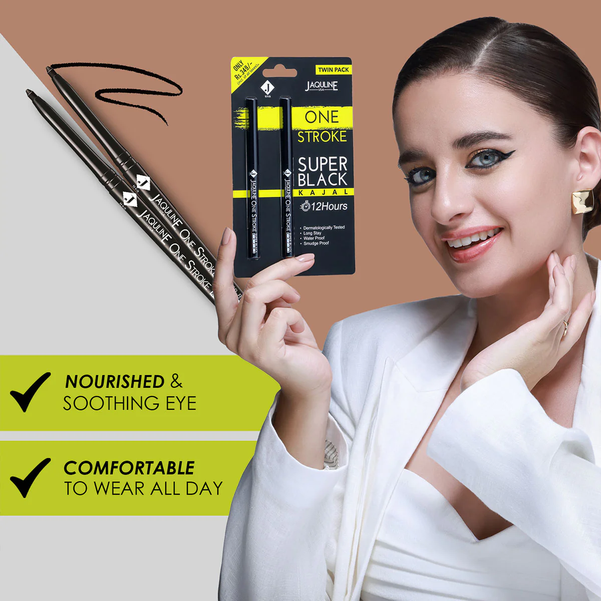 Jaquline USA OneStroke Super Black Kajal Twin Pack(0.30 gm+0.30 gm) - Image 6