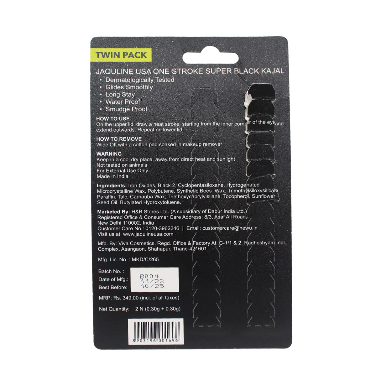 Jaquline USA OneStroke Super Black Kajal Twin Pack(0.30 gm+0.30 gm) - Image 7