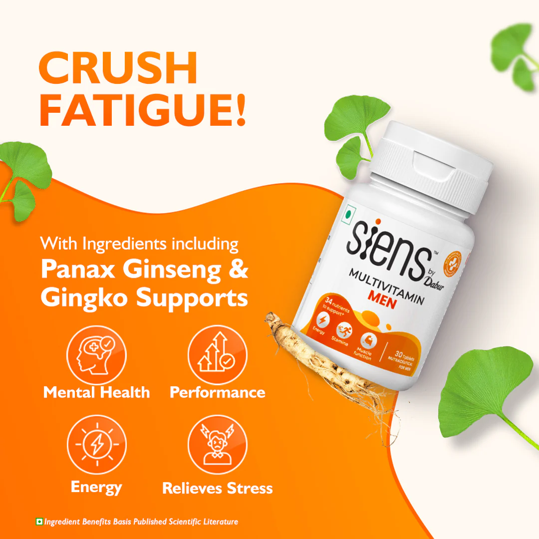 Siens by Dabur Advanced Daily Wellness Combo – Omega-3 Fish Oil Capsules + Multivitamin Tablets | Supports Cardiovascular, Brain & Joint Health | Immunity, Energy & Muscle Support - Image 3