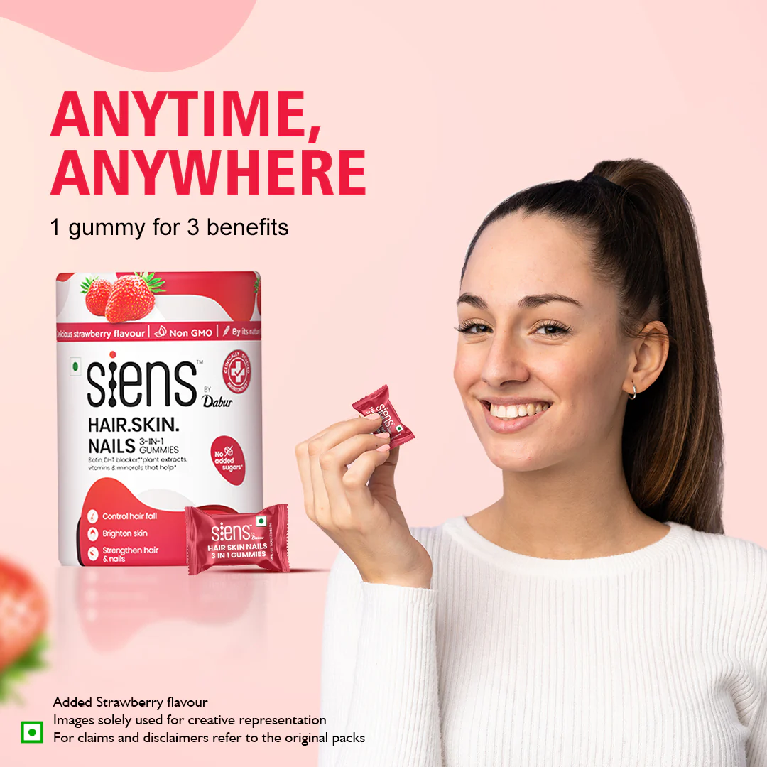 Siens by Dabur Skin Glow & Hair Growth Combo: Hydrolyzed Marine Collagen, 100 g + Hair, Skin & Nails Gummies, 30s pack - Image 5