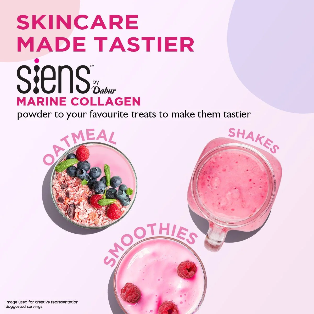 Siens By Dabur Hydrolyzed Marine Collagen | Powder with Glutathione, Hyaluronic Acid, Vitamin C Blueberry Lavender - Image 3